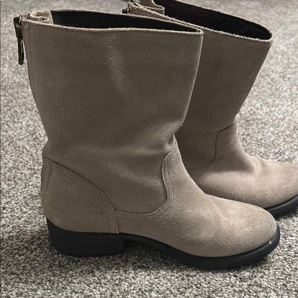 Women's Suede Ankle Boots - Beige - Picture 1 of 4